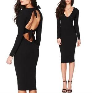 NWT NOOKIE X REVOLVE Size Small Black Cleo Plunge V-Neck Bodycon Midi Dress Goth